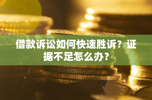 武汉借款诉讼如何快速胜诉？证据不足怎么办？